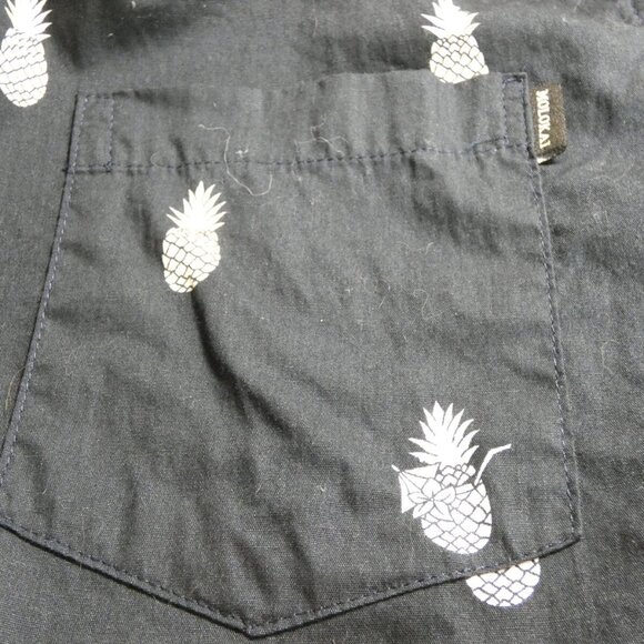 Molokai Surf Co. Men Shirt Size XL Black Pineapples Hawaiian Cotton Short Sleeve - Picture 7 of 11